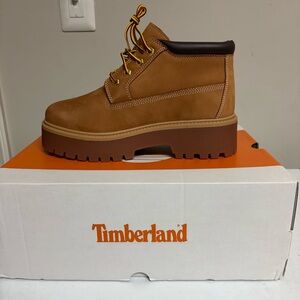 Timberland Kids Tan Brown Lace-Up Platform Boots
